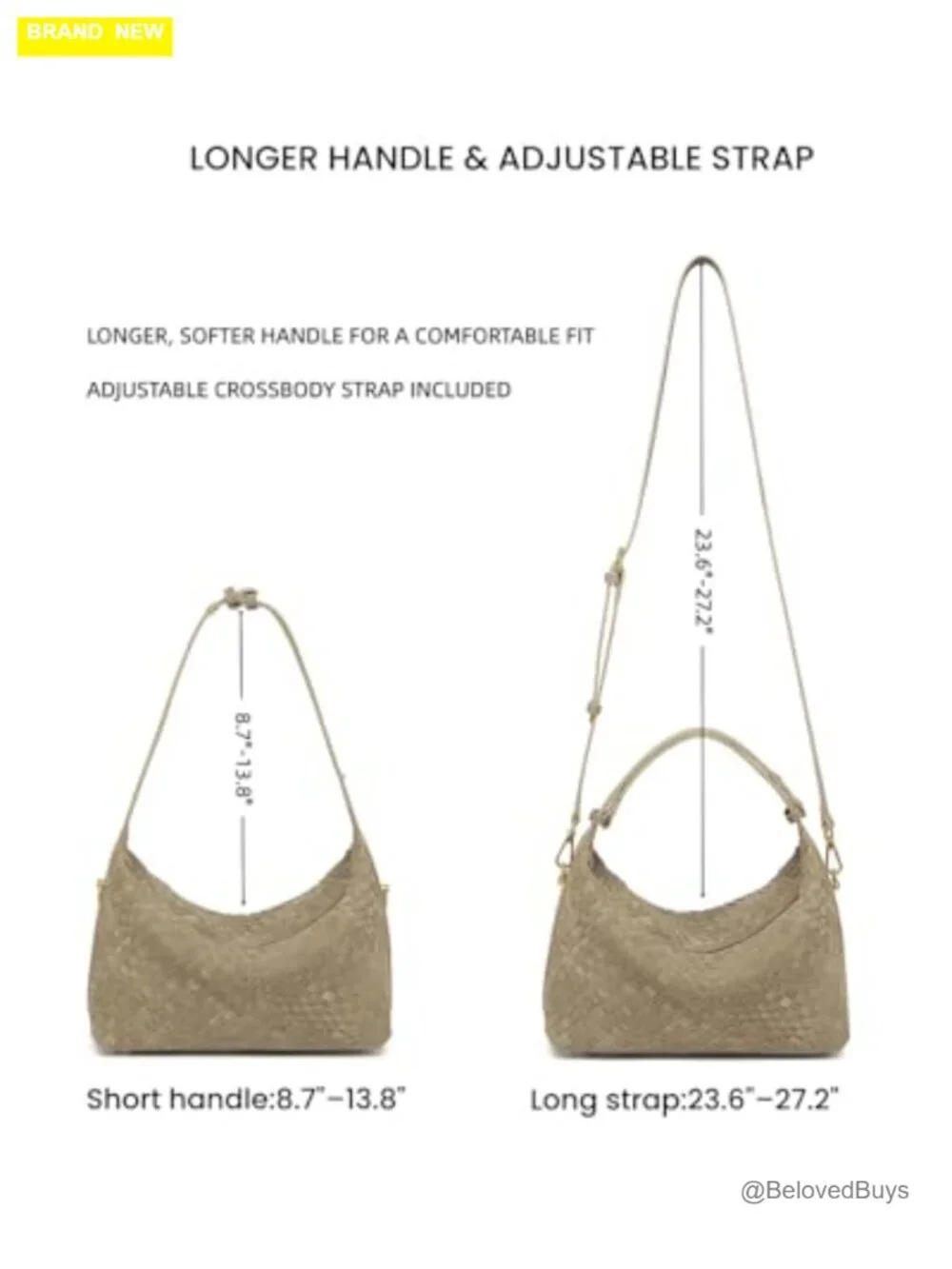 Vegan Suede Woven Hobo Bag with Adjustable Crossbody Strap, 3 Pockets